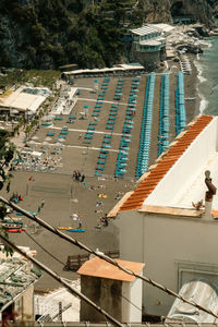 High angle view of buildings in city