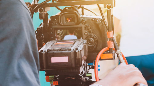 Close-up of man driving car