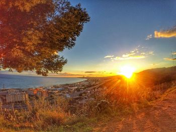 Scenic view of sea against sky during sunset