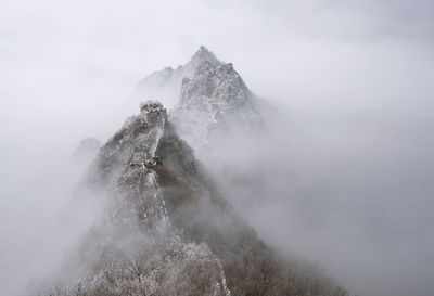Great wall of china during foggy weather