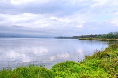 Scenic view of lake against sky