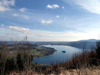 Scenic view of lake against sky