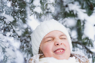 Portrait of girl in snow