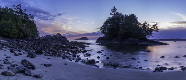 Scenic view of sea against sky at sunset