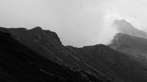 Scenic view of mountains against clear sky