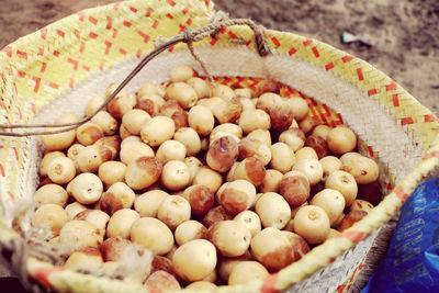 High angle view of food for sale