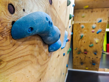 Close-up of toys on wood