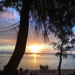 Scenic view of sea against sky at sunset