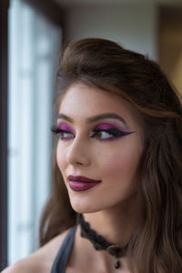 Close-up portrait of a beautiful young woman