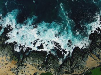 Aerial view of rocky beach