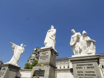 Low angle view of statue against clear sky