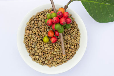 High angle view of fruits in bowl