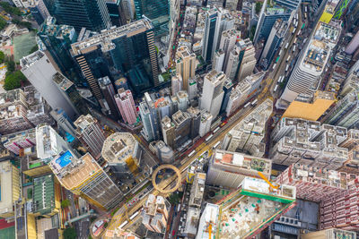 High angle view of buildings in city