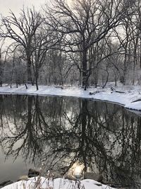 Scenic view of frozen lake against sky during winter