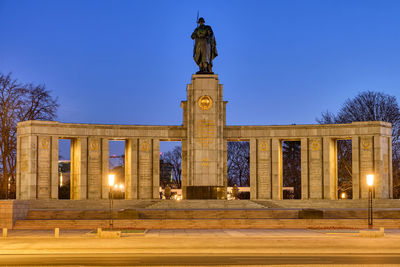 The soviet war memorial in the tiergarten in berlin at night