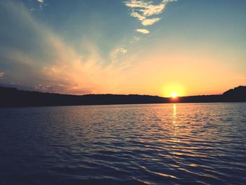 Scenic view of sea at sunset