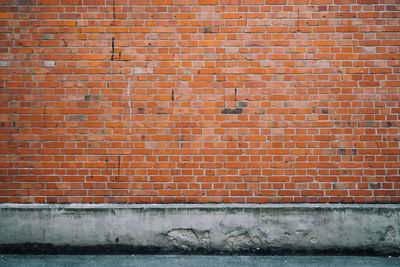 Brick wall and sidewalk