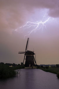 Lightning over a windmill