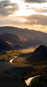 Scenic view of landscape against sky during sunset