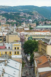 High angle view of city