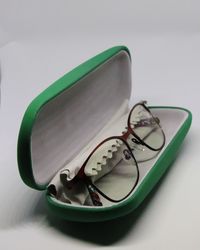 High angle view of eyeglasses on table