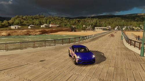 High angle view of car on road against sky