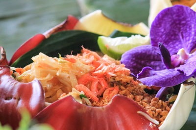 Close-up of salad on table