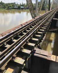 High angle view of bridge over river