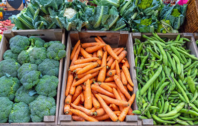 Vegetables for sale at market stall