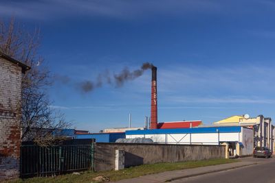 Industrial building against blue sky