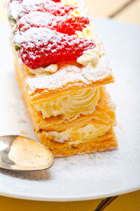 Close-up of dessert in plate on table