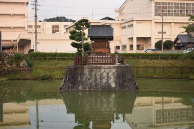 Reflection of built structure in water