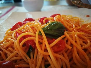 Close-up of food served in plate