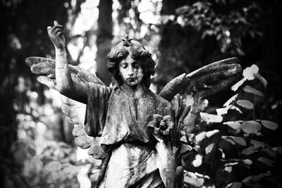 Statue of tree in cemetery