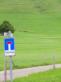 Information sign on field