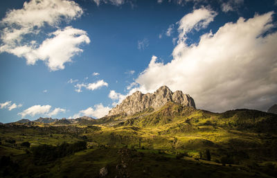 Scenic view of mountains against sky