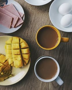 High angle view of food on table