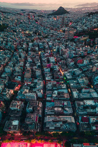 High angle view of buildings in city