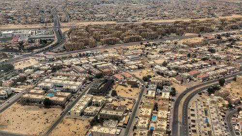 High angle view of city street