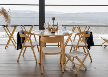 Empty chairs and table