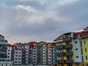 Low angle view of residential buildings against sky