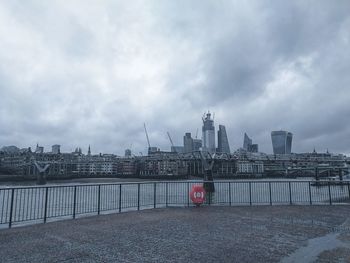 View of buildings against cloudy sky