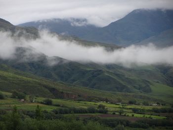 Landscape with mountain range in background