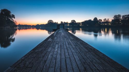 Scenic view of lake against clear sky