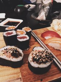 High angle view of food on table