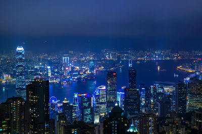 Night view of victoria peak in hong kong 
