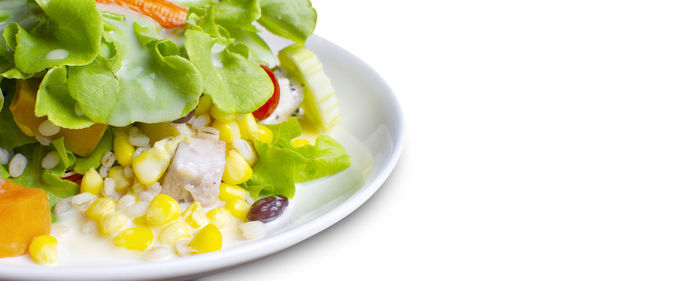 High angle view of salad in bowl