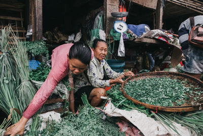 Women selling vegetables at market