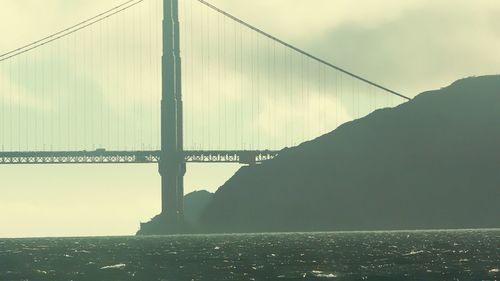 Suspension bridge over river
