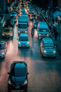 High angle view of traffic on road